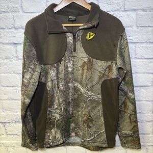 Scent Blocker Fleece Pullover Mens Medium Camo 1/4 Zip Hunting Sweatshirt Hunt